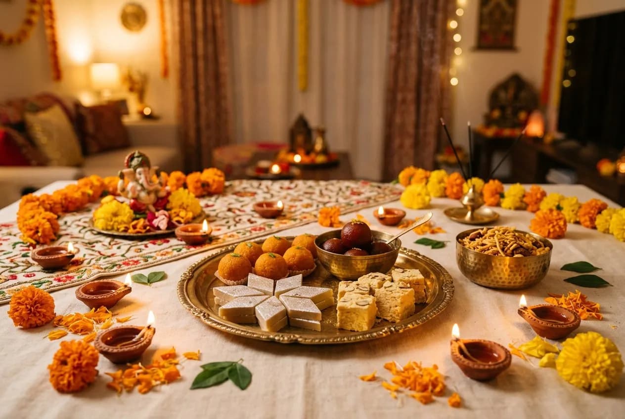 A simple Diwali spread at home in Japan
