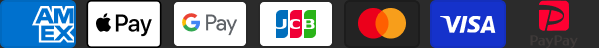 American Express, Apple Pay, Google Pay, JCB, Mastercard, Visa and PayPay